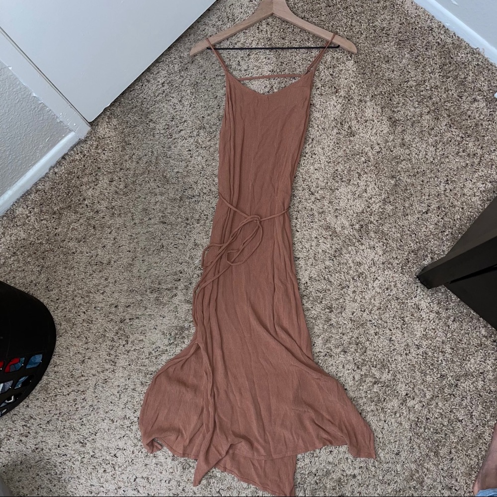 Terracotta dress with tie
